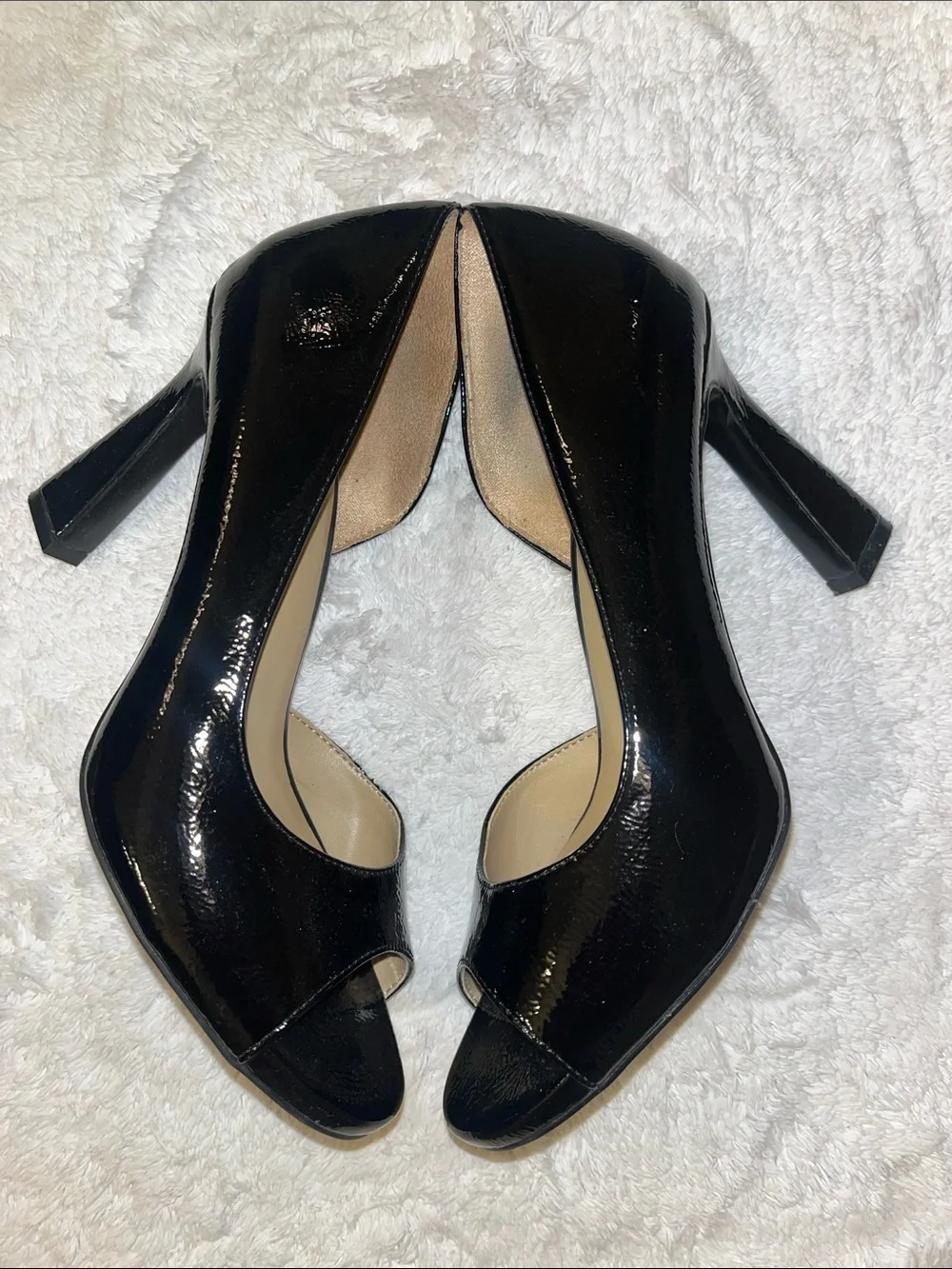 Naturalizer Black Patent Peep-Toe Heels